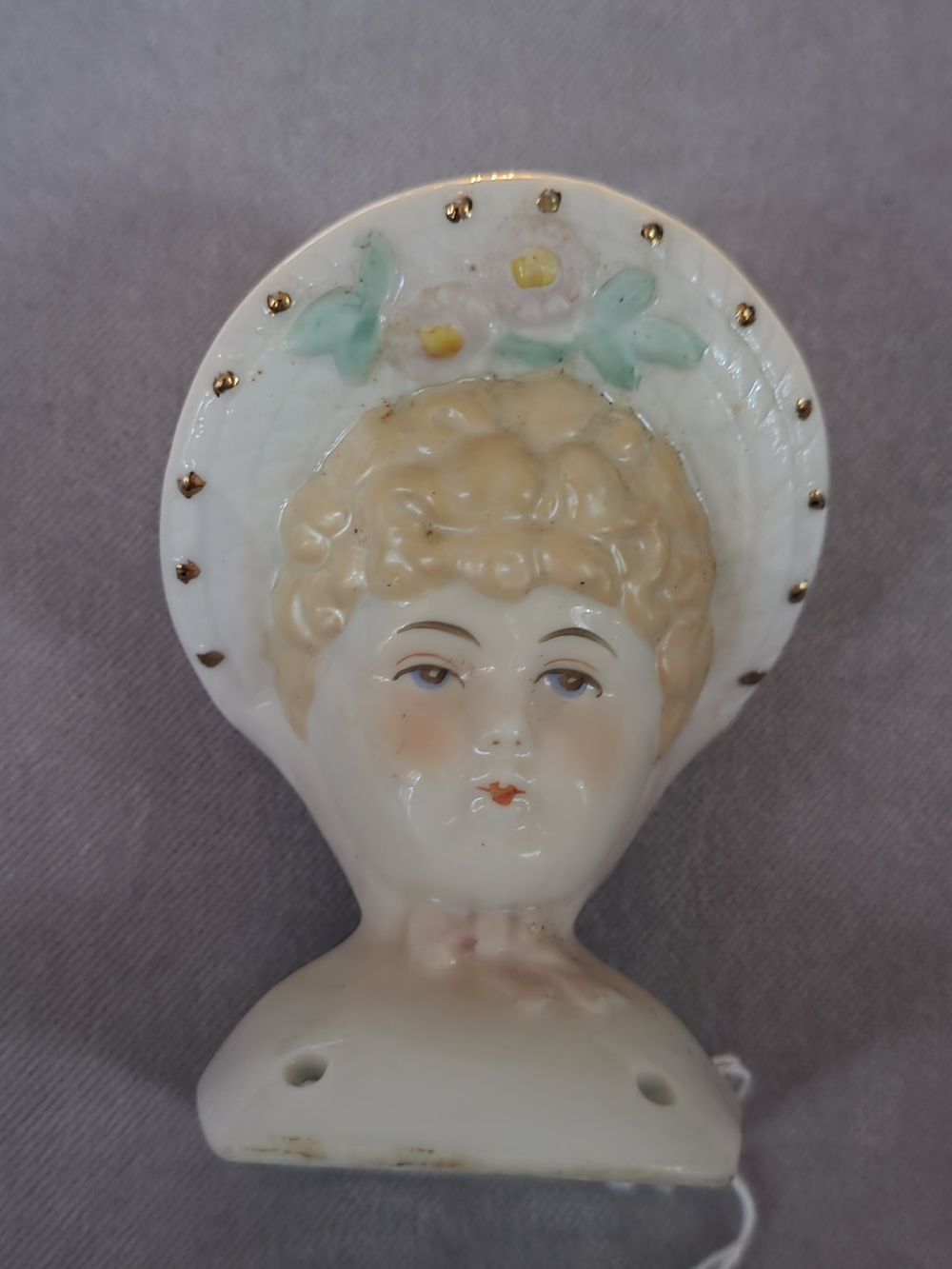 Porcelain Lady Doll Head Bust Cream